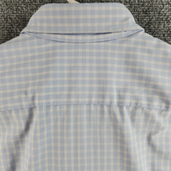 Mizzen + Main Medium Trim Fit Blue Plaid Long Sleeve Button Up Stretch USA Made - Picture 16 of 16